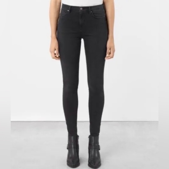 All Saints Denim - Allsaints Black Eve Lux Skinny Jeans High Rise Ankle